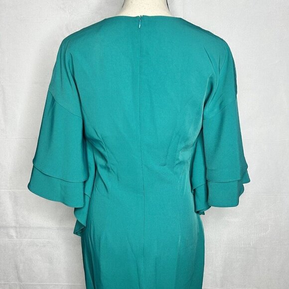 Lavish Alice Size 6 Teal Deep V-Neck Butterfly Sleeve Sheath Dress NWT Lined - Picture 8 of 9